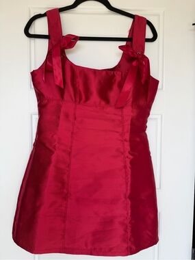 Current Mood Cherry Red Tie-Shoulder Mini Dress- Only Worn Once